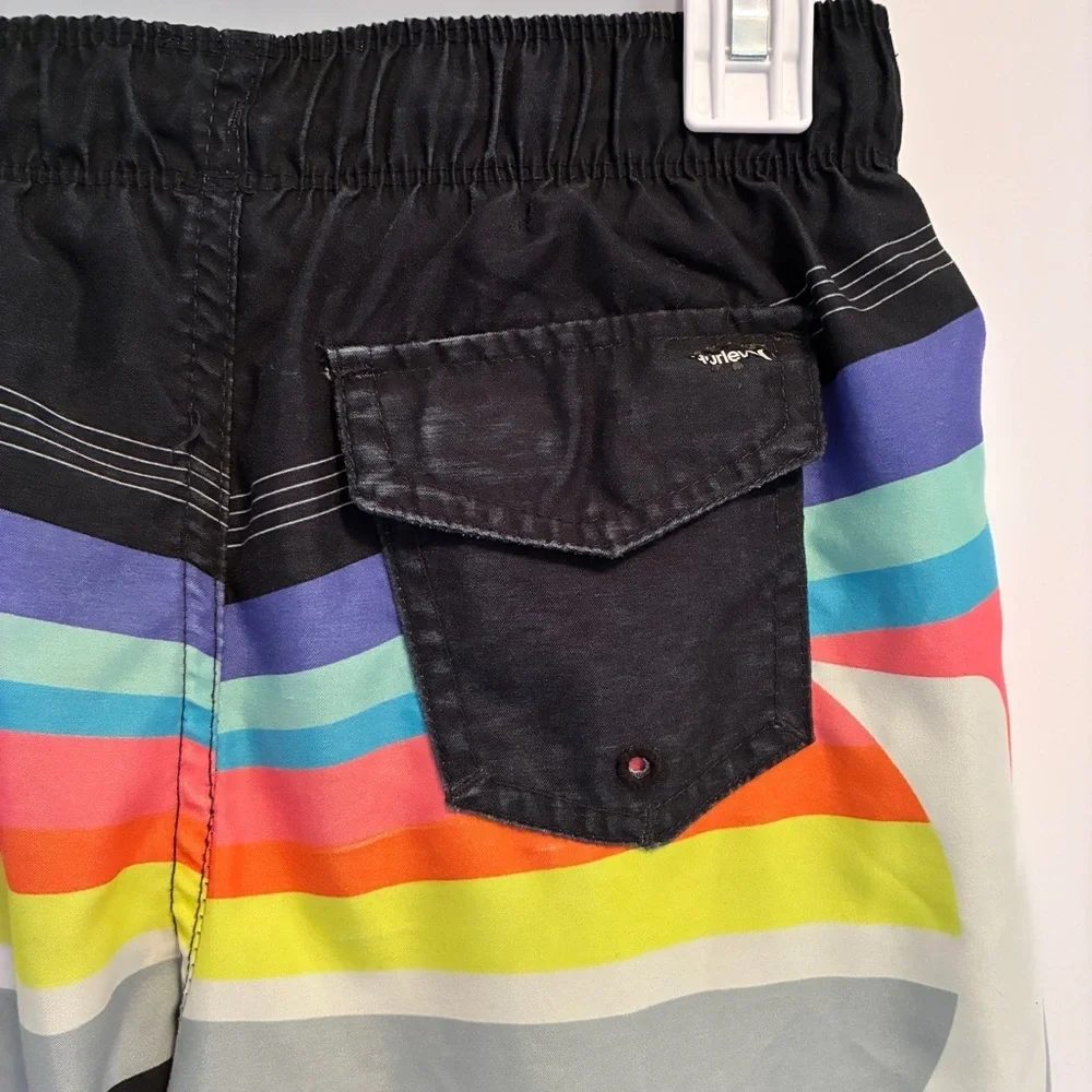 Hurley Boy's Floral/ Stripe Printed Board Shorts Swim Trunks Set of 2 Size S